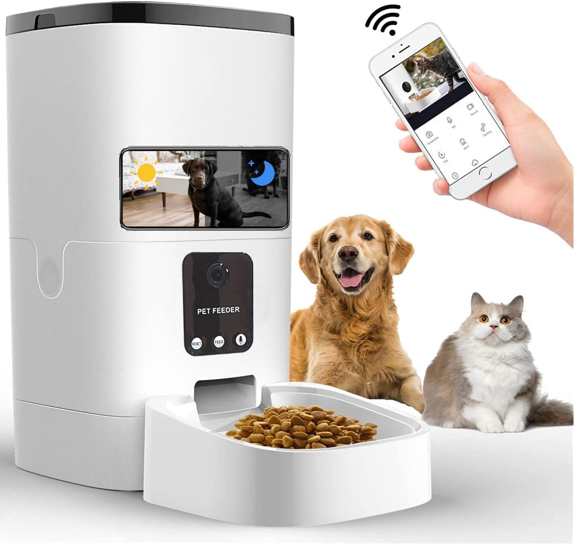 "Smart 6L Automatic Pet Feeder with 1080P Camera & App Control - Perfect for Cats & Dogs!"