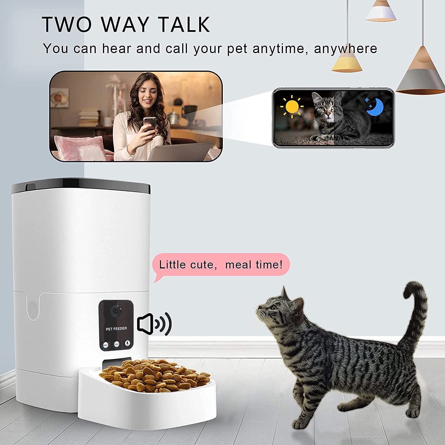 "Smart 6L Automatic Pet Feeder with 1080P Camera & App Control - Perfect for Cats & Dogs!"